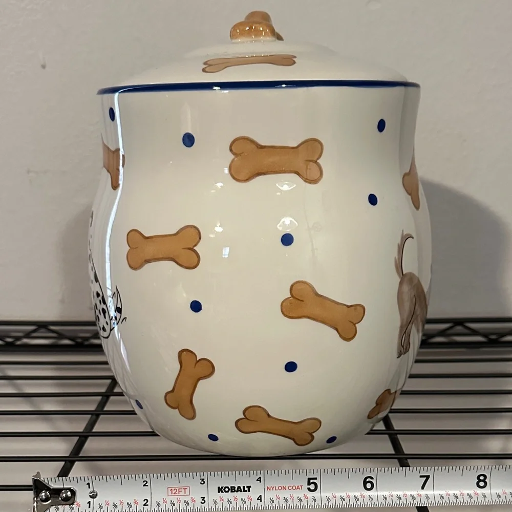 Ceramic Painted Dog Treat Jar with Playful Design